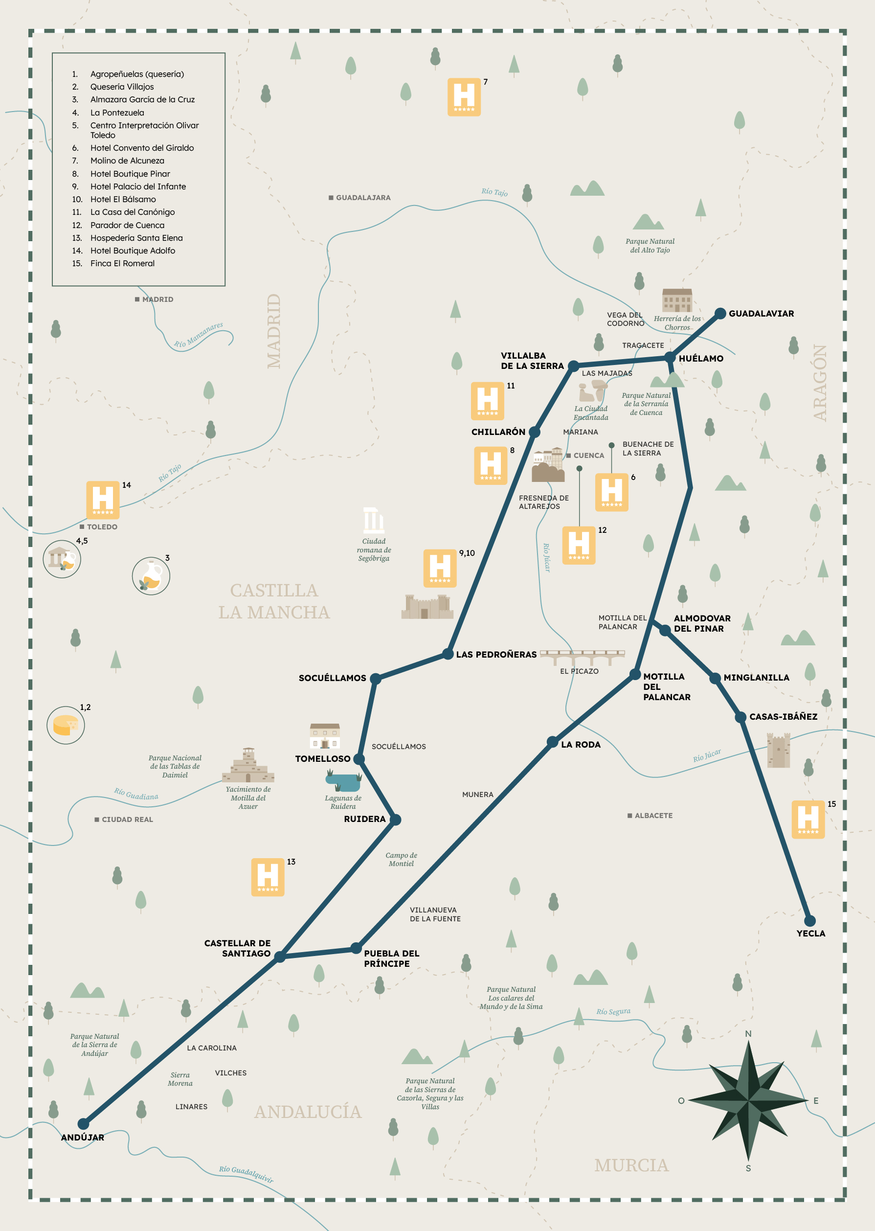Mapa ilustrado del tramo alto de la Cañada Real Conquense